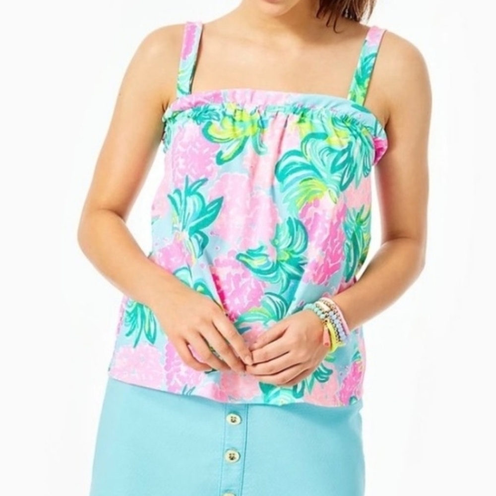 Lilly Pulitzer Jia Floral Tank Top Size Small.